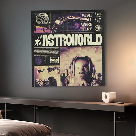 Astroworld Travis Scott Vintage Collage Square Music Poster