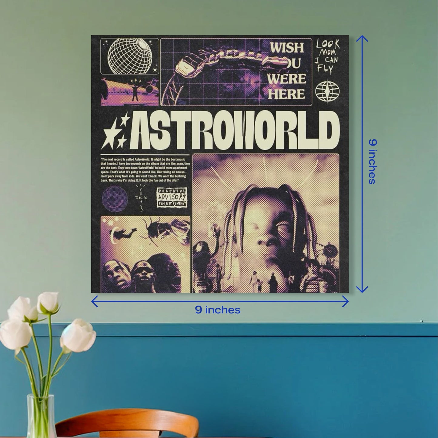 Astroworld Travis Scott Vintage Collage Square Music Poster