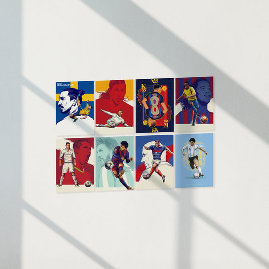 Football Legend Portrait Posters Set of 8