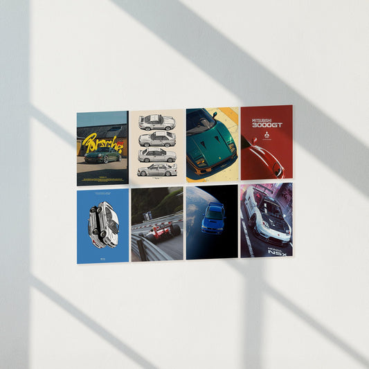 JDM Car & Porsche 911 Automotive Posters Set of 8