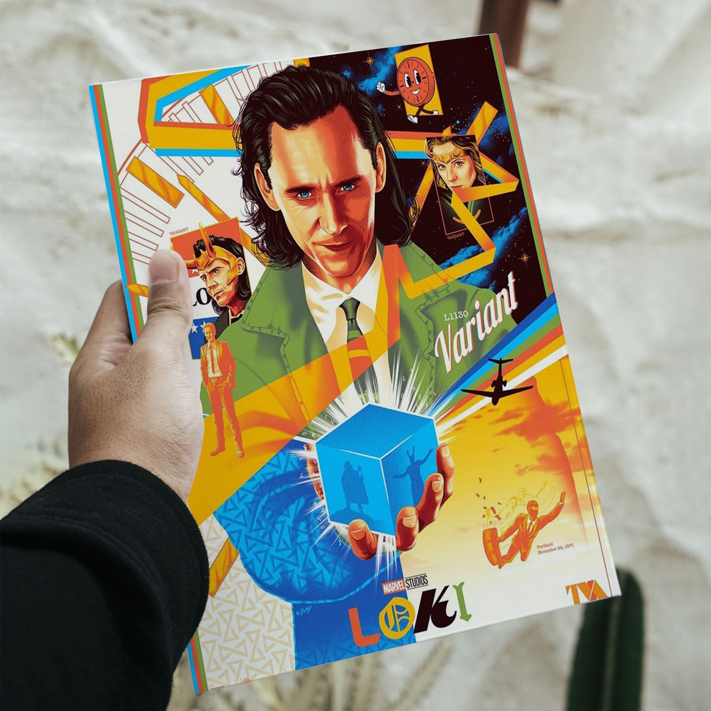 Marvel Studios Loki TVA Variant Multiverse A3 poster 11.7 by 16.5 inches featuring Tom Hiddleston and Miss Minutes.