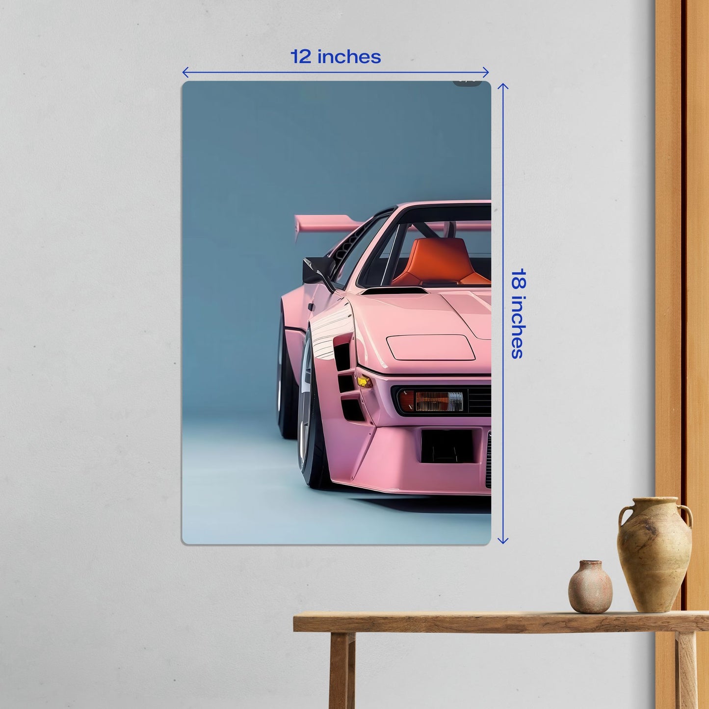 pink porsche 911 widebody jdm metal poster in the versatile 12x18 inch medium size