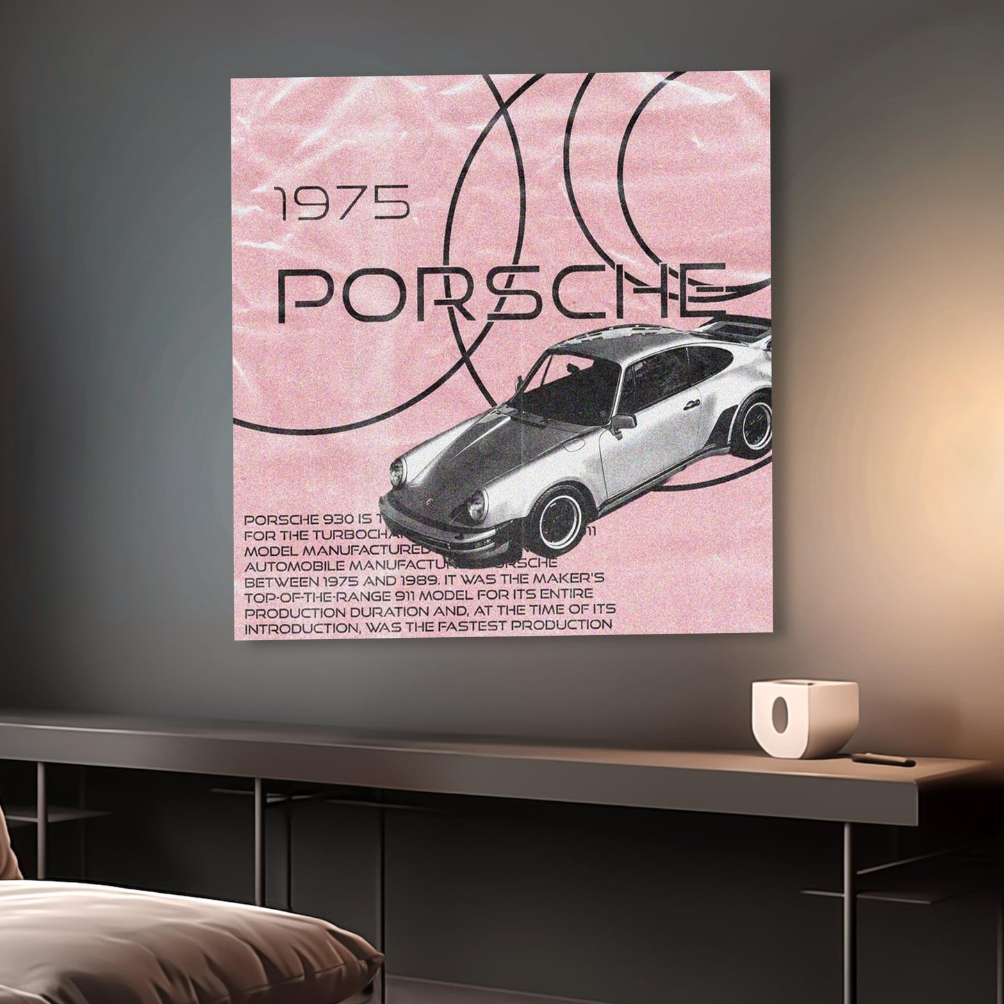Vintage Pink Porsche 930 Turbo Square Poster