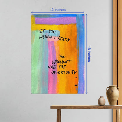 Medium 12x18 inch size guide for the colorful abstract motivational metal poster showcasing wall art dimensions.