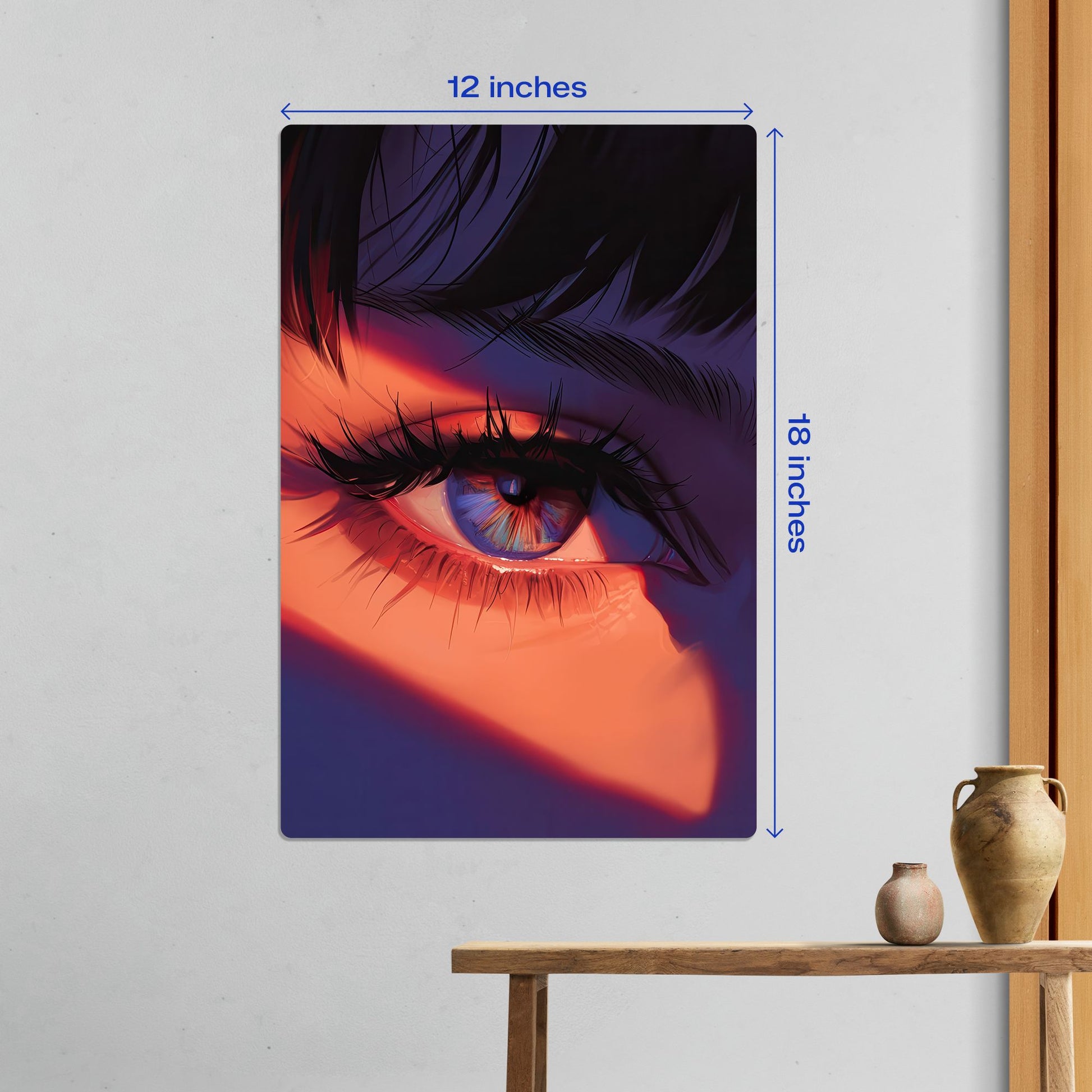anime girl aesthetic eye close up metal poster 12 by 18 inches medium size