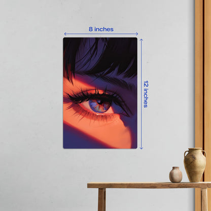 anime girl aesthetic eye close up metal poster 8 by 12 inches small size