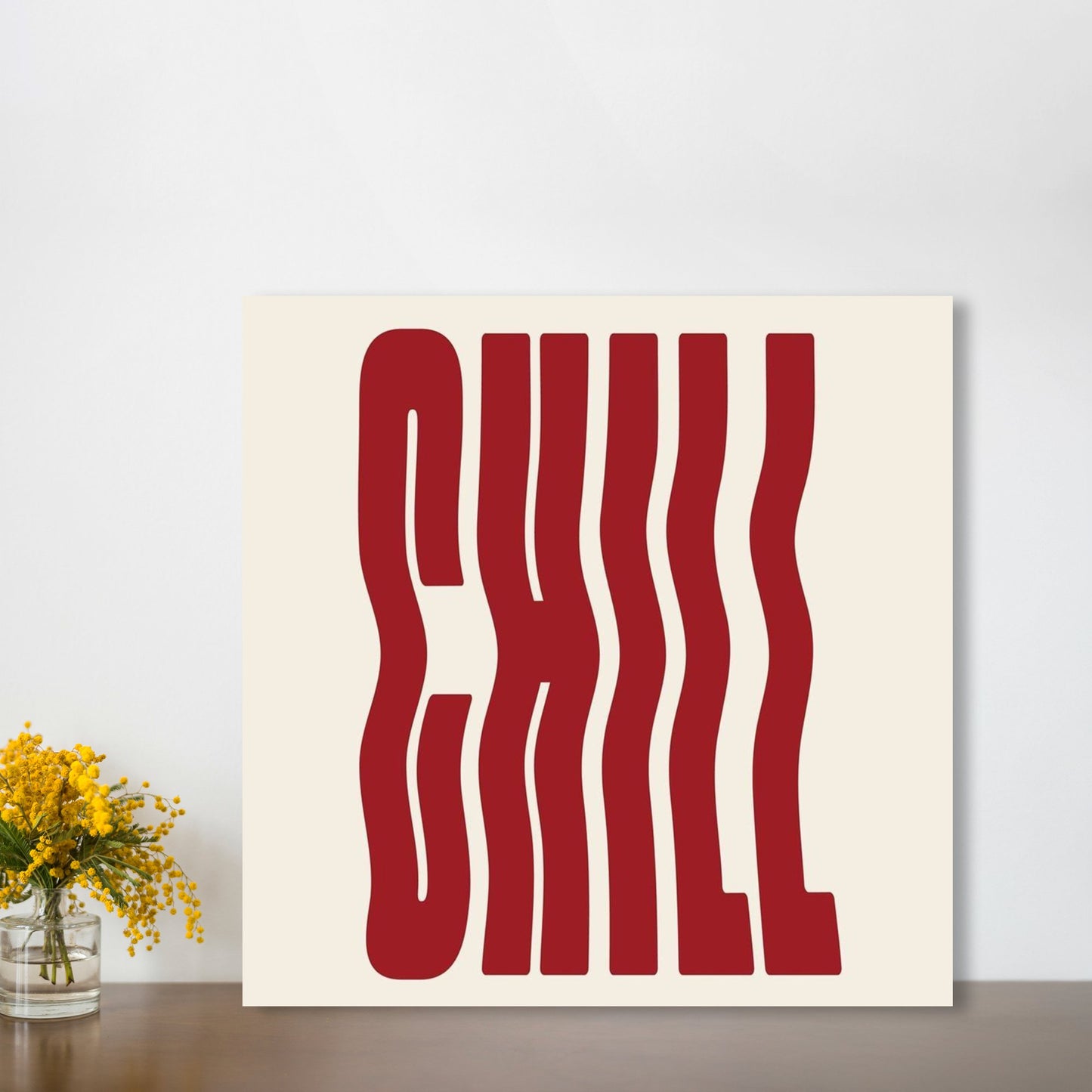 Chill Red Wavy Typography Minimalist Square Poster