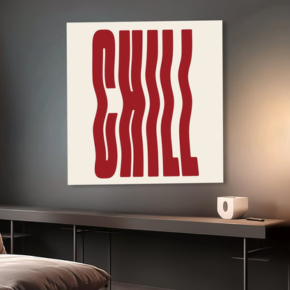 Chill Red Wavy Typography Minimalist Square Poster