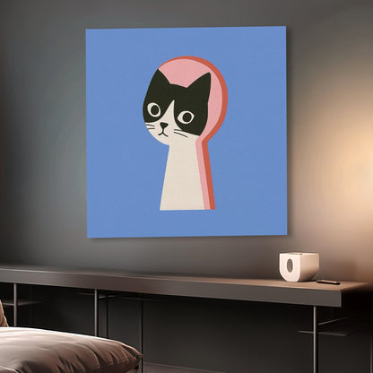 Curious Tuxedo Cat Pop Art Minimalist Square Poster