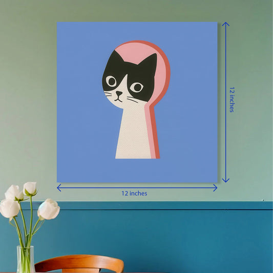 Curious Tuxedo Cat Pop Art Minimalist Square Poster