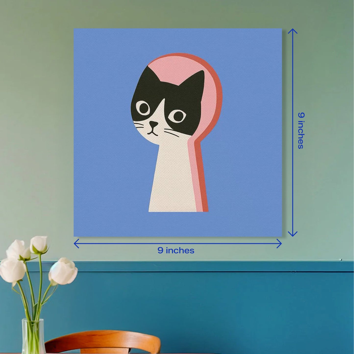 Curious Tuxedo Cat Pop Art Minimalist Square Poster