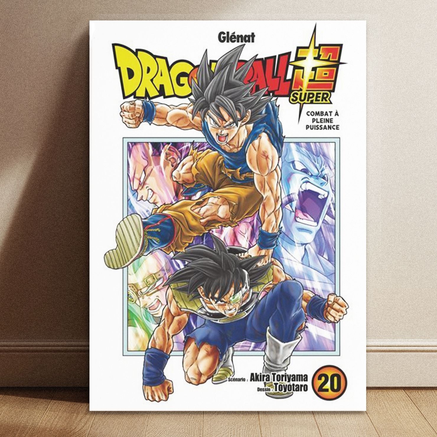 Dragon Ball Super manga cover poster featuring Goku and Bardock measuring 8.3 by 11.7 inches.