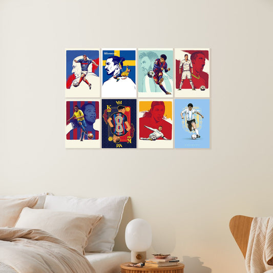 Football Legend Portrait Posters Set of 8