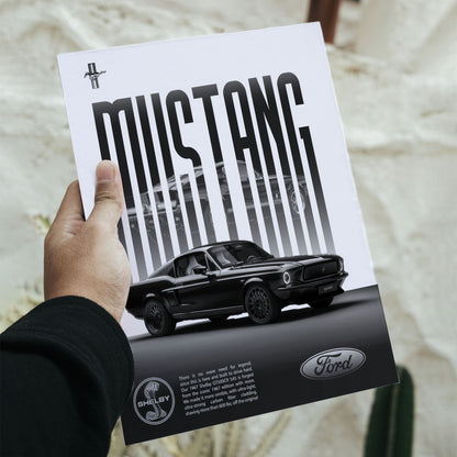 Classic black and white Ford Mustang Shelby 1967 GT500CR 545 poster with dimensions 11.7 by 16.5 inches.