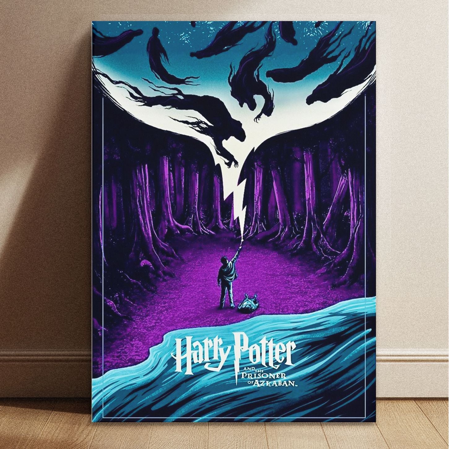 Harry Potter and the Prisoner of Azkaban small art print size guide with 8.3 by 11.7 inch dimensions labeled in blue.