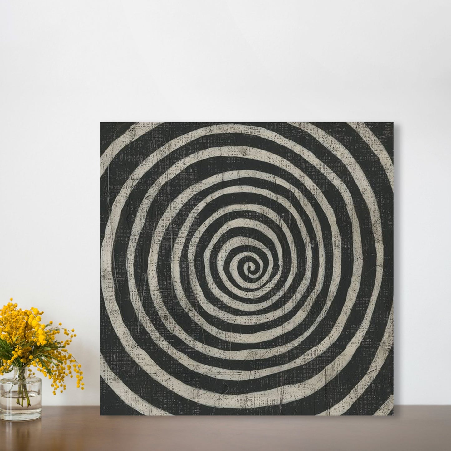 Hypnotic Spiral Monochrome Vintage Square Poster