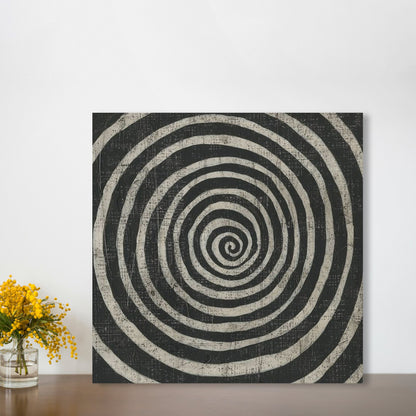Hypnotic Spiral Monochrome Vintage Square Poster