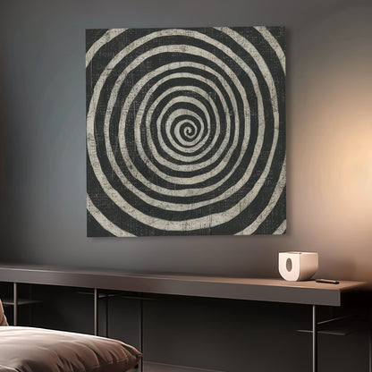 Hypnotic Spiral Monochrome Vintage Square Poster