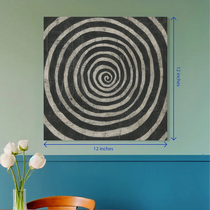 Hypnotic Spiral Monochrome Vintage Square Poster