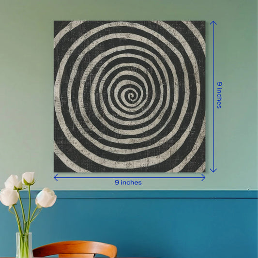 Hypnotic Spiral Monochrome Vintage Square Poster