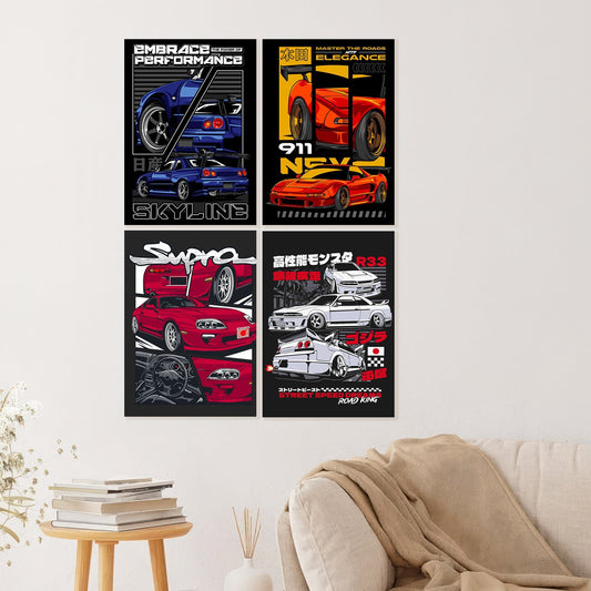 JDM Legends Car Poster Set of 4