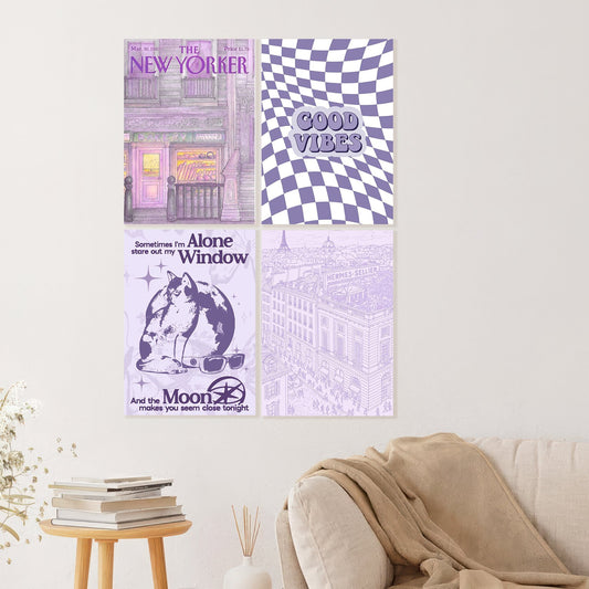 Lavender Aesthetic Wall Poster Set of 4