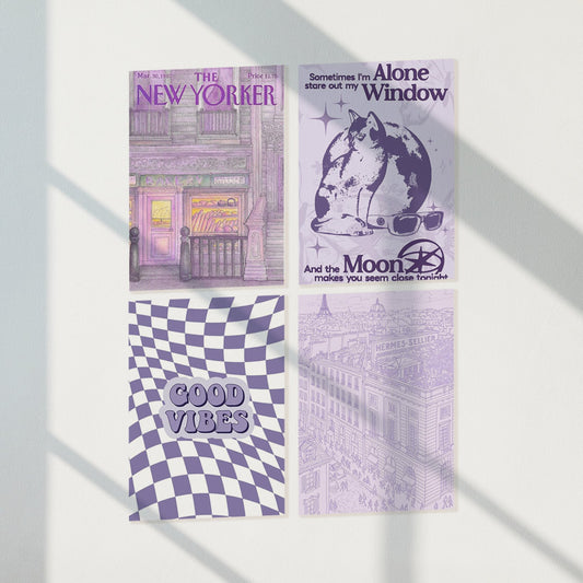 Lavender Aesthetic Wall Poster Set of 4