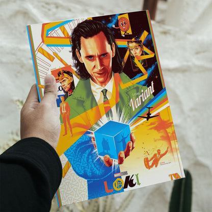 Marvel Studios Loki TVA Variant Multiverse A3 poster 11.7 by 16.5 inches featuring Tom Hiddleston and Miss Minutes.