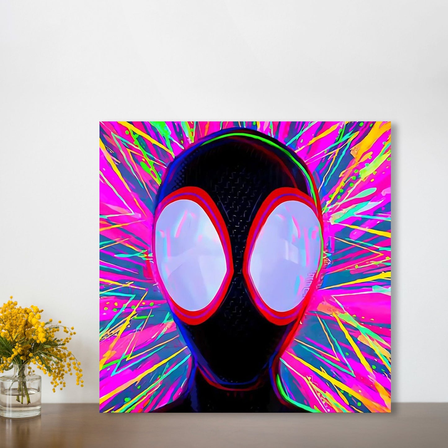Miles Morales Spider-Man Neon Psychedelic Square Poster