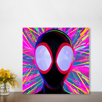 Miles Morales Spider-Man Neon Psychedelic Square Poster