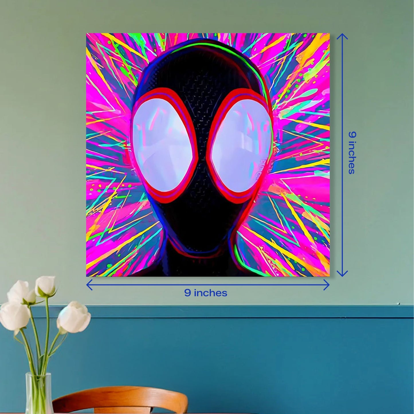 Miles Morales Spider-Man Neon Psychedelic Square Poster