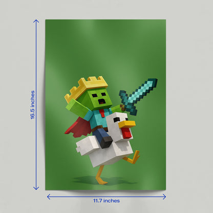 Minecraft – Zombie King Riding Chicken Poster
