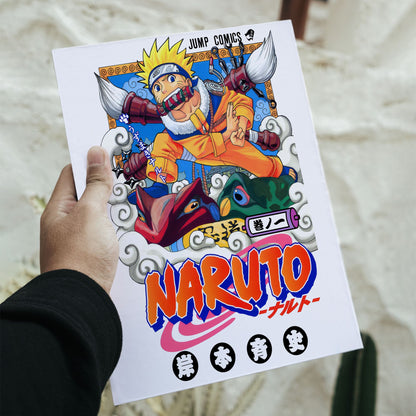 Classic Naruto Jump Comics manga cover poster featuring Naruto Uzumaki measuring 8.3 by 11.7 inches.