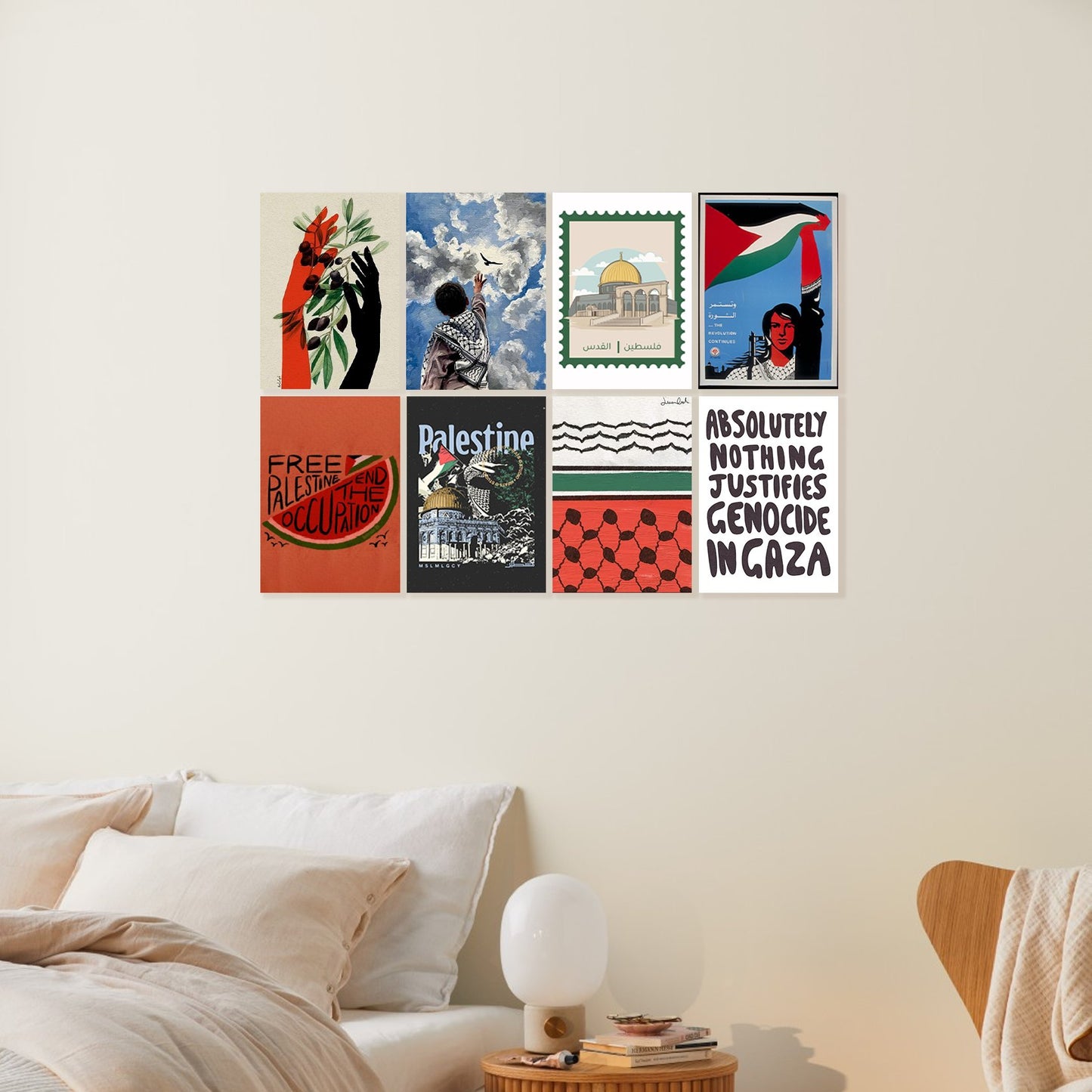 Palestine Solidarity & Heritage Art Posters Set of 8