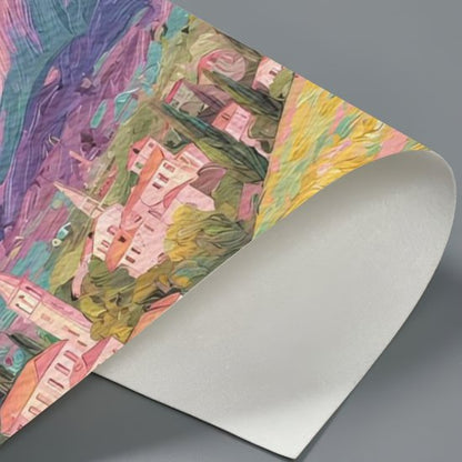 Pink Starry Night Van Gogh Style Town Textura