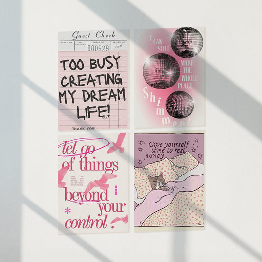 Positive Vibes Typography Poster Set of 4