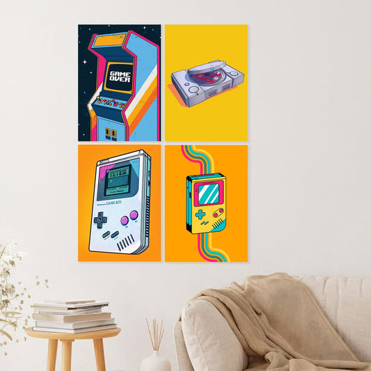 Retro Gaming Console Poster Set of 4