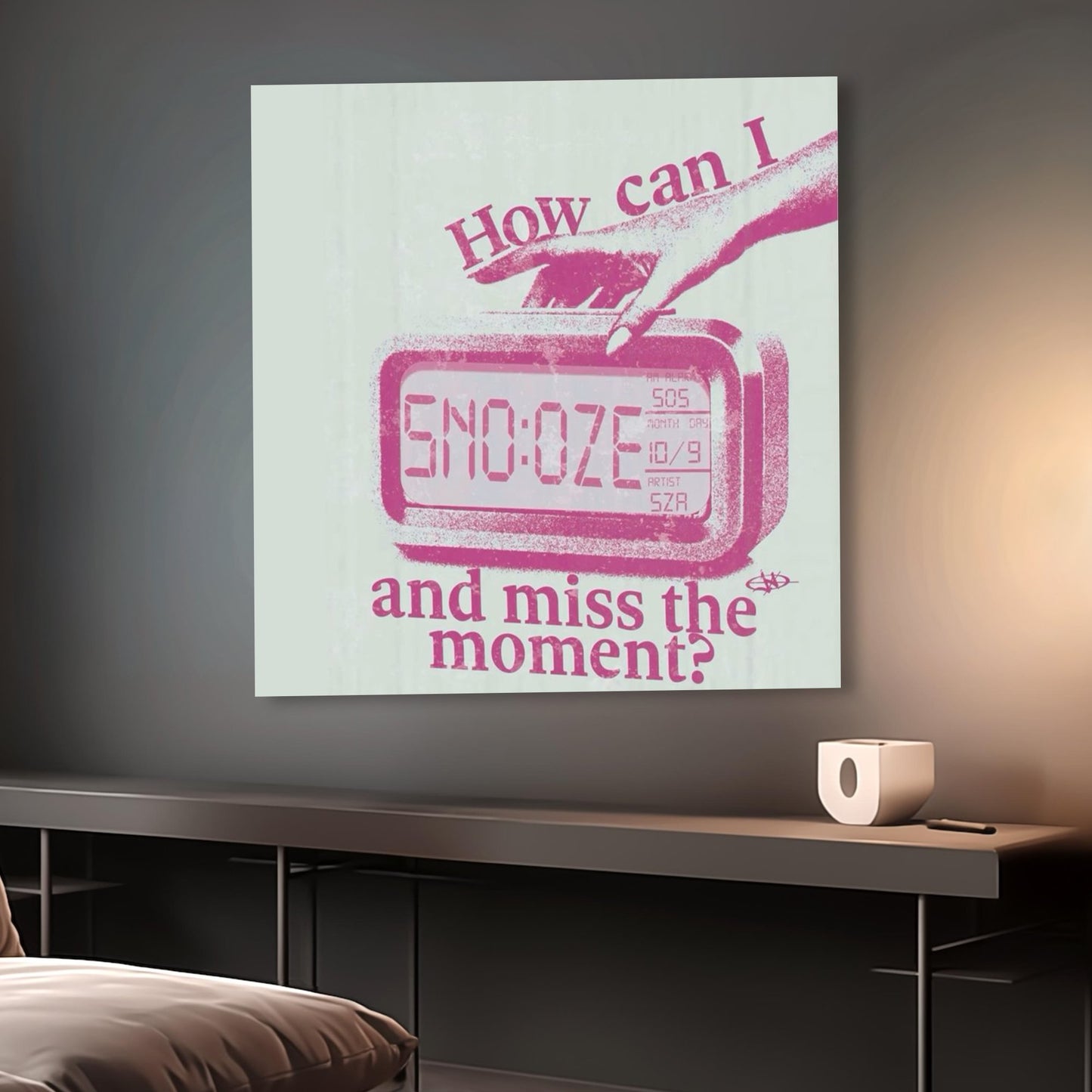 SZA Snooze Pink Retro Aesthetic Square Music Poster