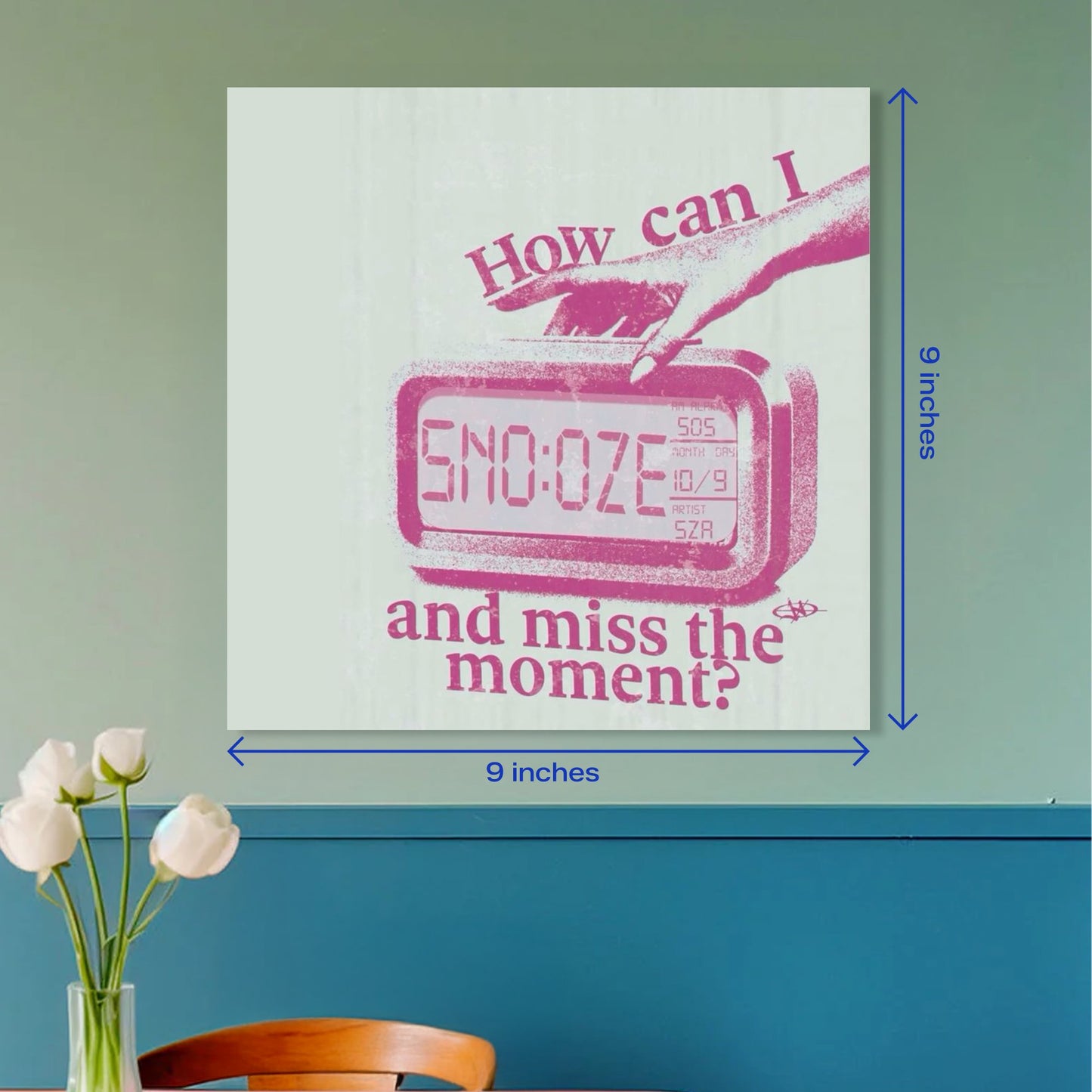 SZA Snooze Pink Retro Aesthetic Square Music Poster