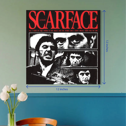 Scarface Vintage Grunge Aesthetic Square Movie Poster