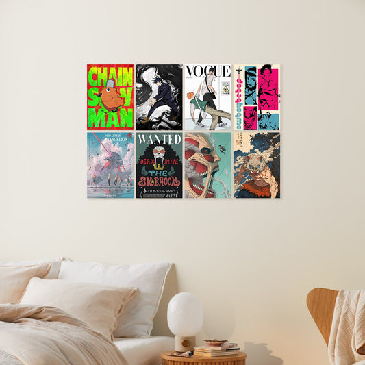 Shonen Manga & Anime Hero Mix Posters Set of 8