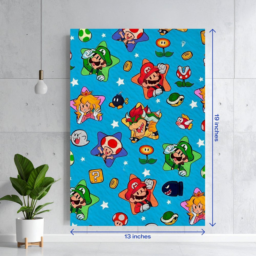 Super Mario Bros Pattern Textura - Colorful Nintendo Decor – Posterwala