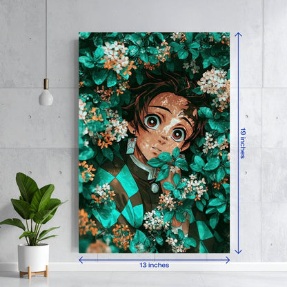 Tanjiro Kamado Demon Slayer Floral Art Textura