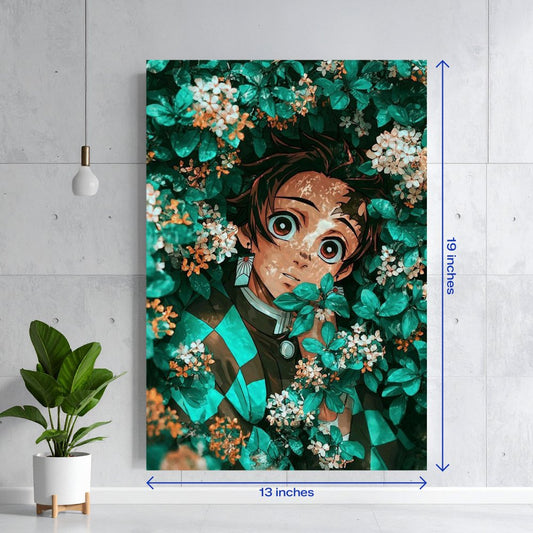Tanjiro Kamado Demon Slayer Floral Art Textura
