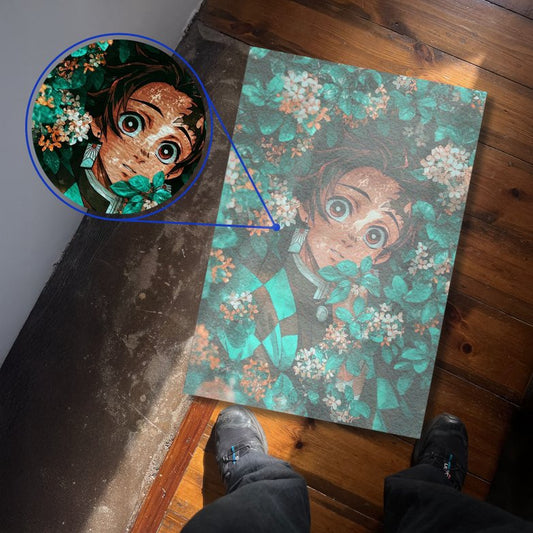 Tanjiro Kamado Demon Slayer Floral Art Textura