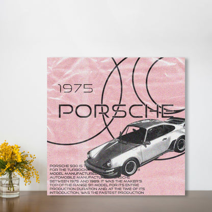 Vintage Pink Porsche 930 Turbo Square Poster