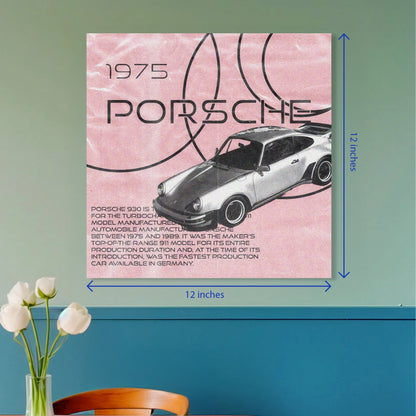 Vintage Pink Porsche 930 Turbo Square Poster
