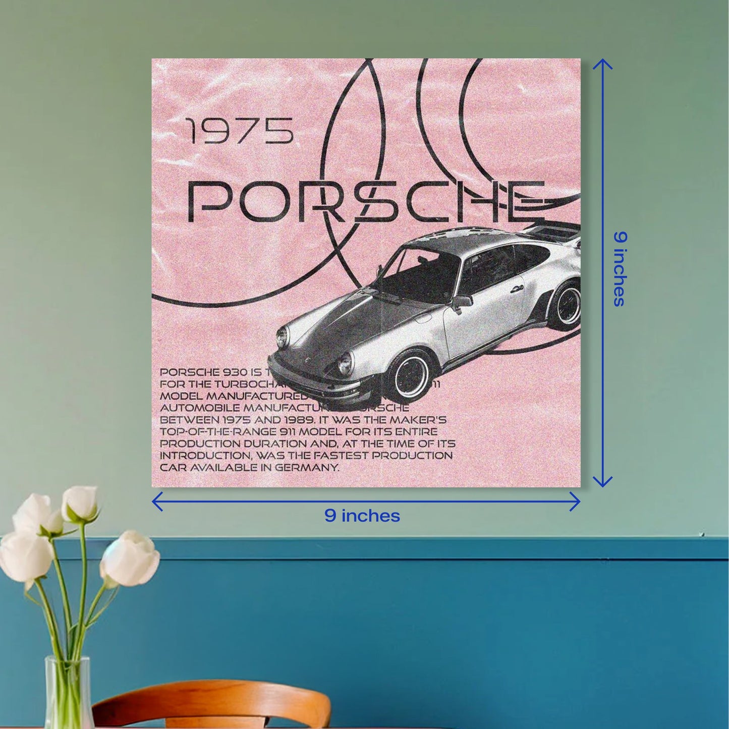 Vintage Pink Porsche 930 Turbo Square Poster