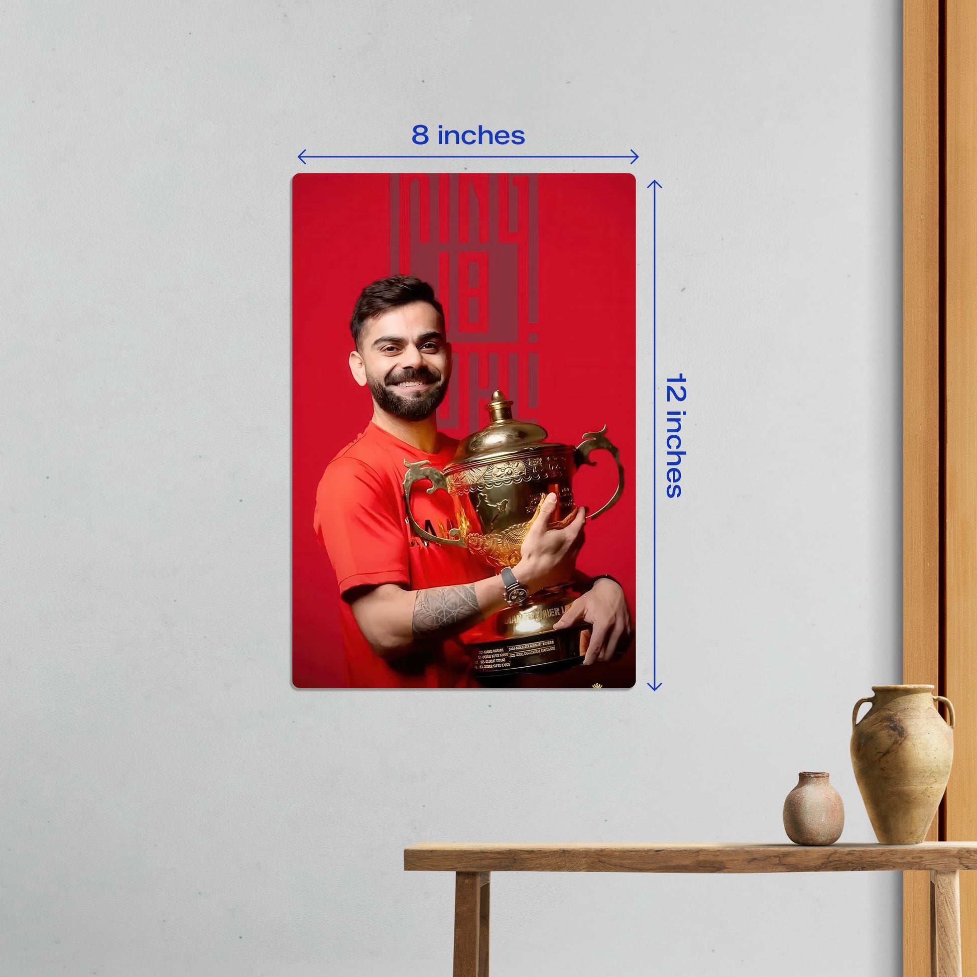 Small size Virat Kohli King 18 cricket legend metal poster measuring 8 by 12 inches for wall decor
