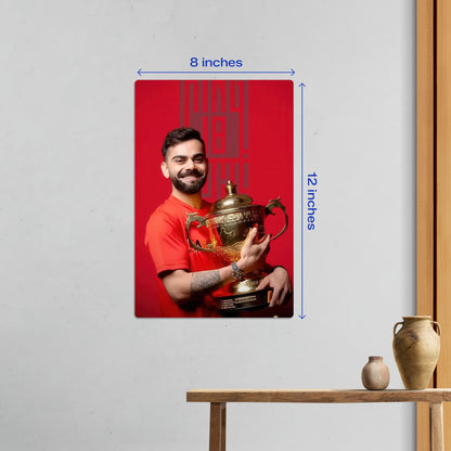 Small size Virat Kohli King 18 cricket legend metal poster measuring 8 by 12 inches for wall decor